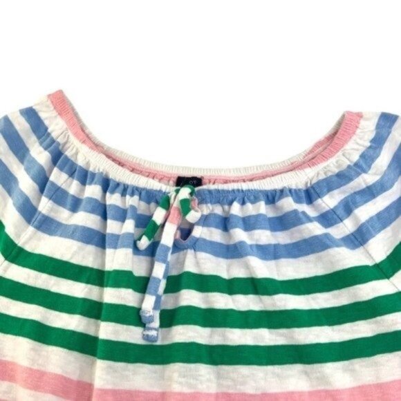 Talbots Striped Pastel Top Spring Colors Wideneck - Picture 3 of 7